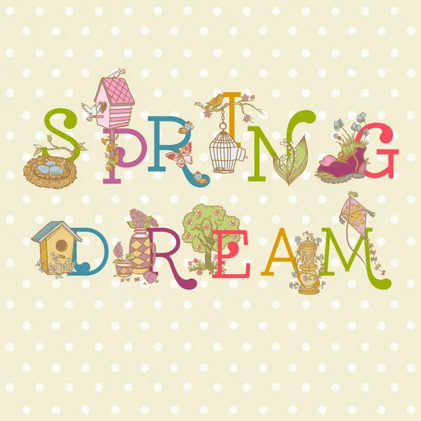 Colorful Spring Text - for scrapbook in vector — Stock Vector