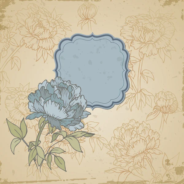 Sammelalbum Retro-Hintergrund oder Grußkarte mit Blumen und fra — Stockvektor