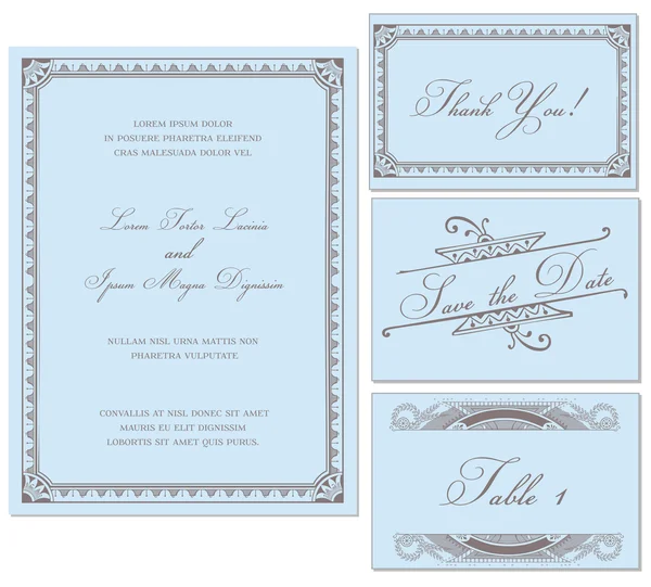 Ensemble de cadre de mariage vintage vectoriel - pour invitations — Image vectorielle