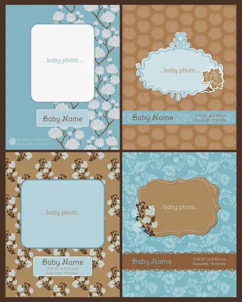 Set di Baby Arrival Card - con spazio per testo e foto — Vettoriale Stock