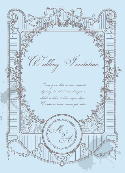 Vintage bruiloft kaart - hoge kwaliteit gedetailleerde retro frame.vector — Stockvector