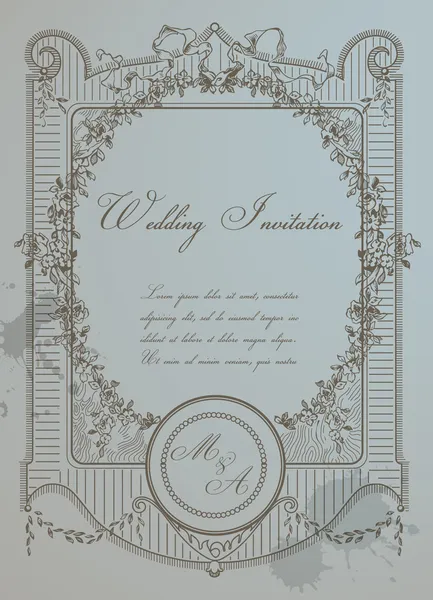Vintage bruiloft kaart - hoge kwaliteit gedetailleerde retro frame.vector — Stockvector