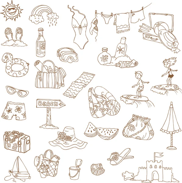 Wakacje doodle kolekcja - ręcznie rysowane w wektor — Wektor stockowy