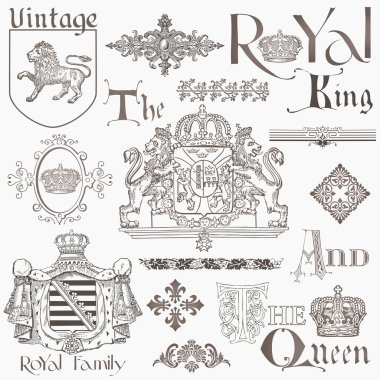 Set of Vintage Royalty Design Elements - High Quality - in vect clipart