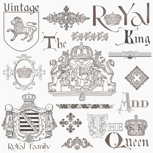Uppsättning vintage royalty designelement - hög kvalitet - i vect — Stock vektor
