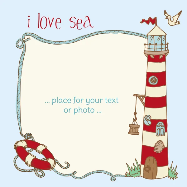 Nautical Card - with place for your text or photo in vector — Stock Vector