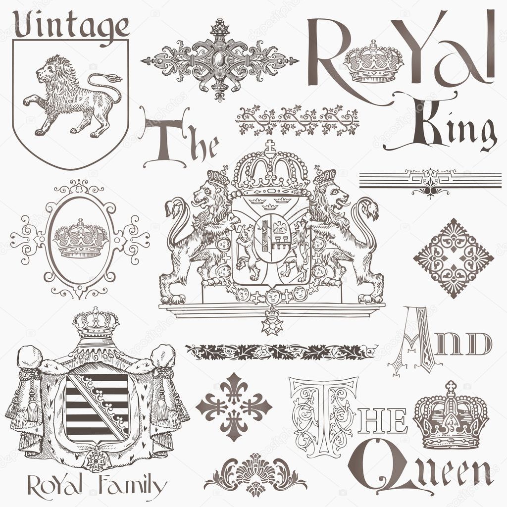 Set of Vintage Royalty Design Elements - High Quality - in vect