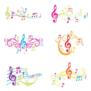 Set of Colorful Musical Notes Illustration - in vector clipart