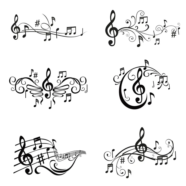 Müzik notaları resimde - vektör kümesi — Stok Vektör
