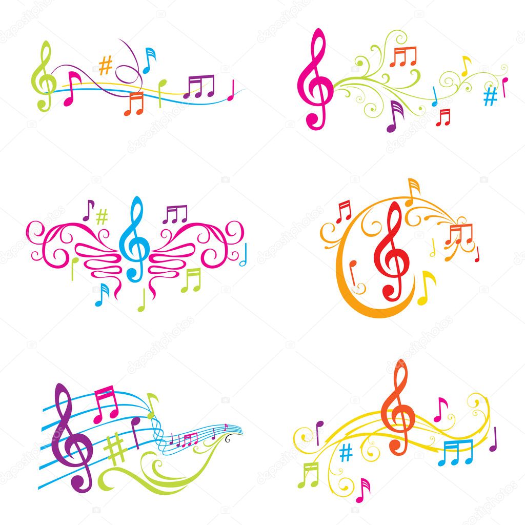 Set of Colorful Musical Notes Illustration - in vector