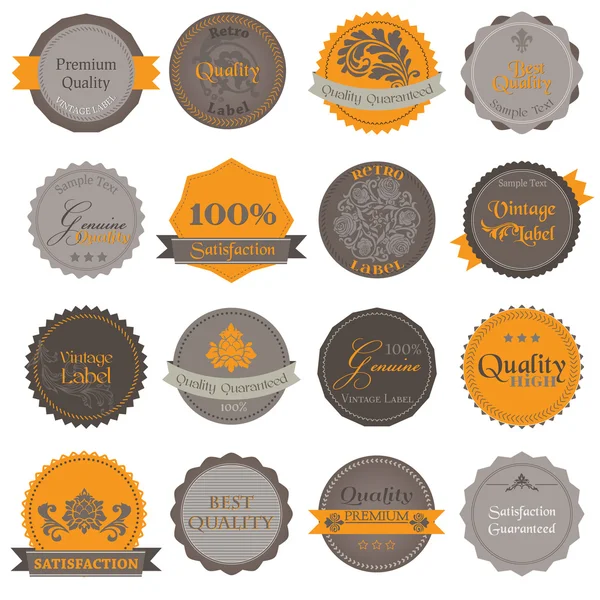 Collection of Premium Quality and Guarantee Labels with vintage — Stock Vector