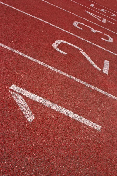 Počáteční lane v atletický stadion — Stock fotografie