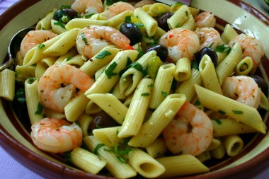 Penne with scampi clipart