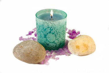 Green Candle and Stones clipart