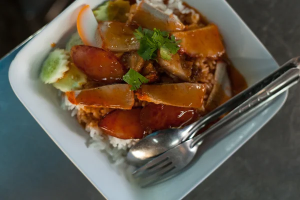 Stock image Rice with roast pork