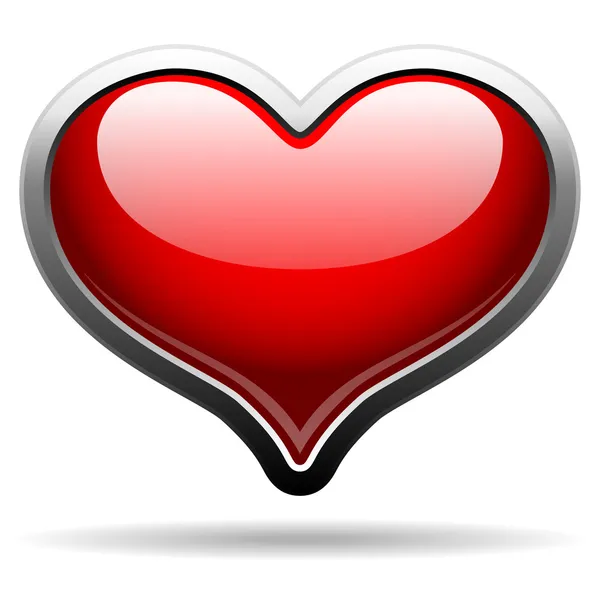 Distintivo cuore lucido in cornice metallica — Vettoriale Stock