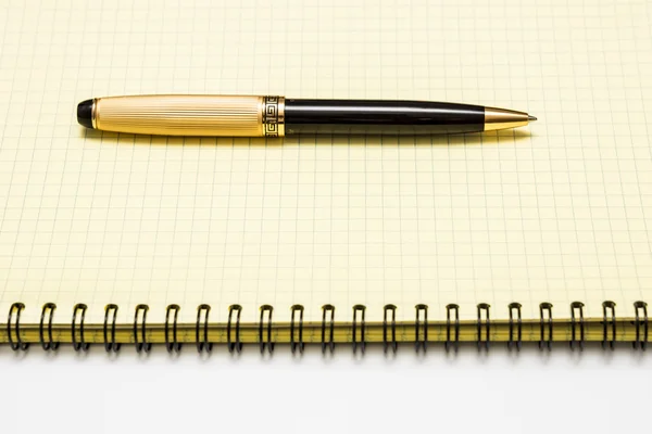 Блокнот і ручка на білому тлі — стокове фото