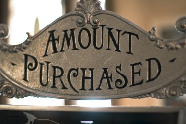 Amount purchased sign on cash register clipart