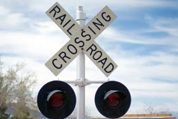 Railroad crossing sign — Stock Photo, Image