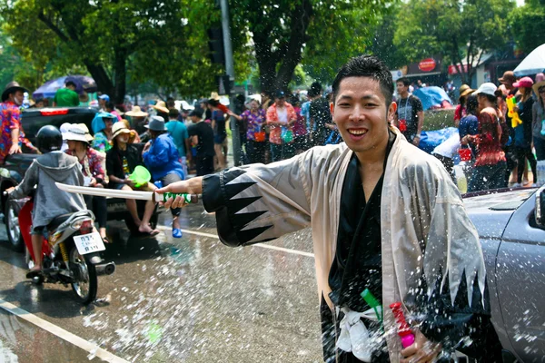 Celebração do ano novo tailandês (Songkran) em Chiang Mai, Tailândia — Fotografia de Stock