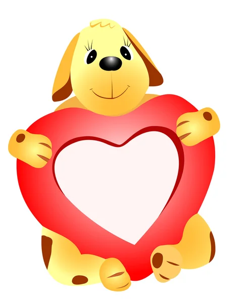 Dog with heart — Stock Vector