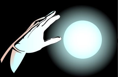 The hand and the magic sphere clipart