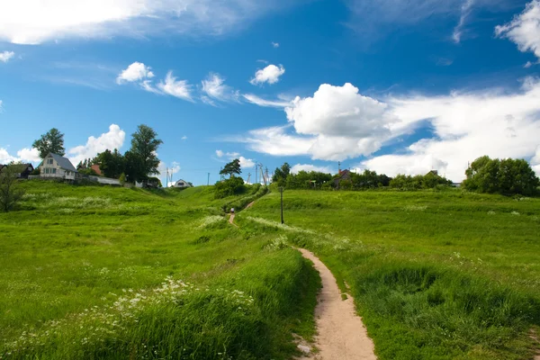 Fältet och road — Stockfoto