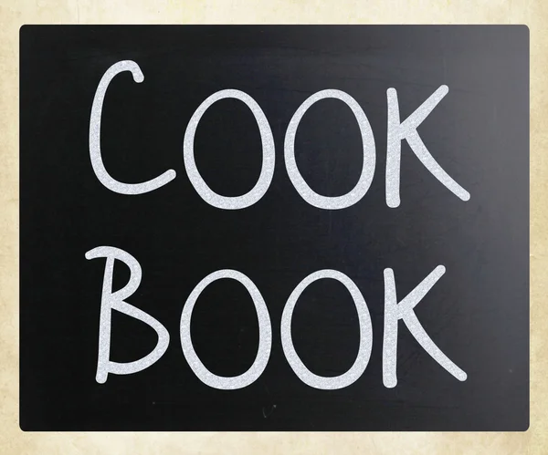 Βιβλίο Μαγειρικής Χειρόγραφη Λευκή Κιμωλία Έναν Πίνακα — Φωτογραφία Αρχείου