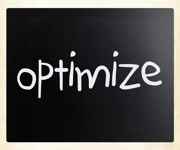 "Optimize" handwritten with white chalk on a blackboard — Stock Photo, Image