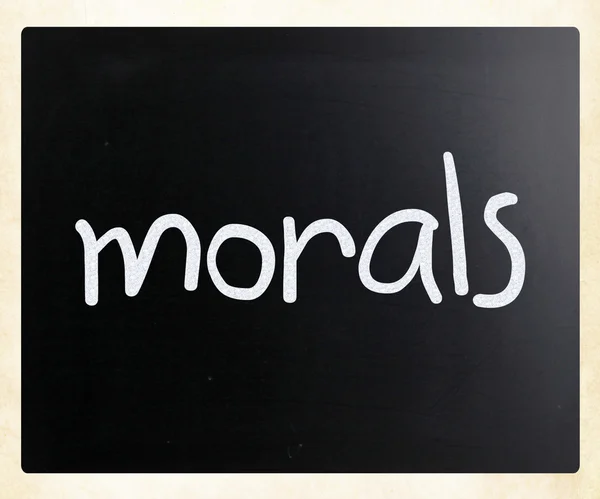 "Moral "manuscrito com giz branco em um quadro-negro — Fotografia de Stock