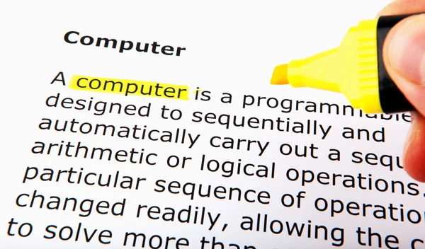 Text highlighted in yellow — Stock Photo, Image