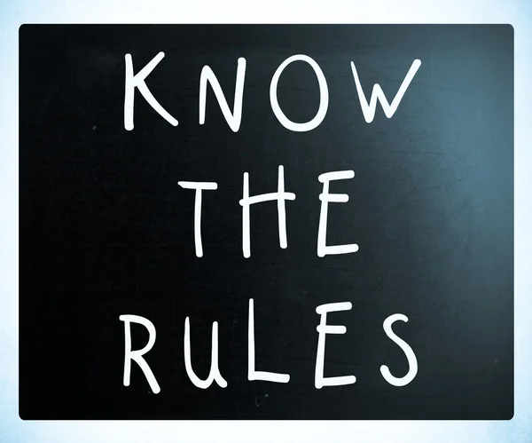 Know the rules - handwritten with white chalk on a blackboard — Stock Photo, Image