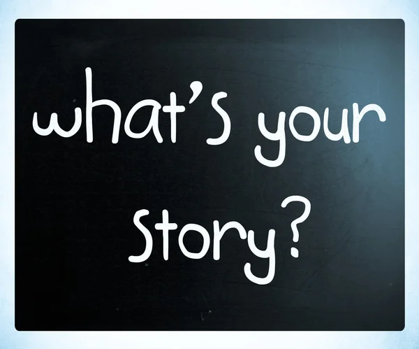 "¿Cuál es tu historia "manuscrita con tiza blanca en un blackboar —  Fotos de Stock