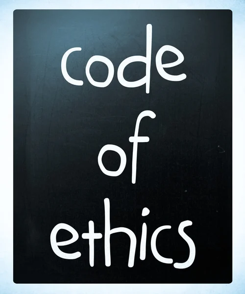 "Código de ética "escrito a mano con tiza blanca en una pizarra —  Fotos de Stock