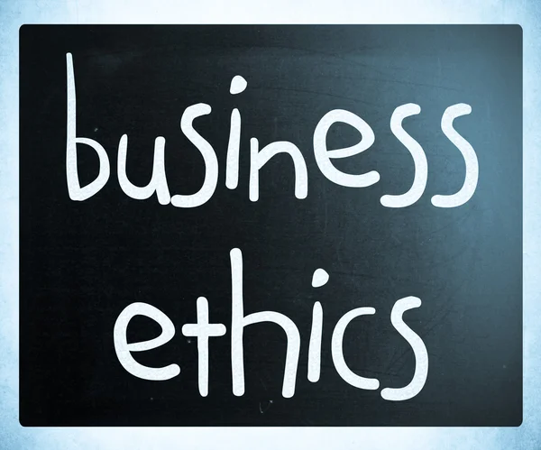 "Business Ethics" handwritten with white chalk on a blackboard — Stock Photo, Image