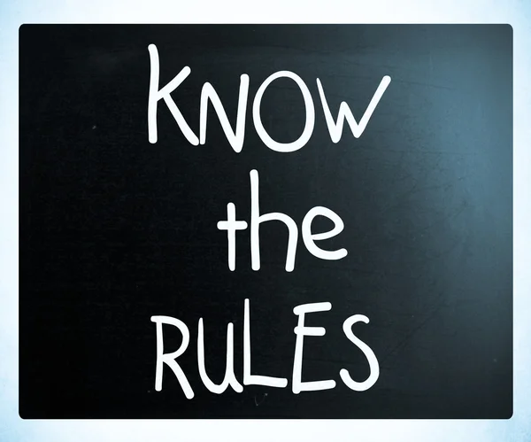 "Conheça as regras "manuscrito com giz branco em um quadro-negro — Fotografia de Stock