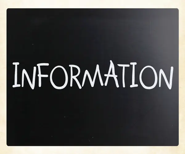 "Information "handwritten with white chalk on a blackboard — стоковое фото