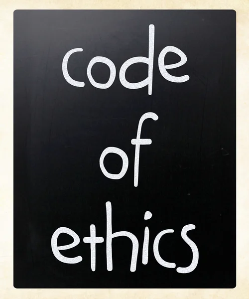 "Code de déontologie "manuscrit à la craie blanche sur un tableau noir — Photo