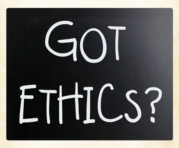 "Got Ethics?" handwritten with white chalk on a blackboard — Stock Photo, Image