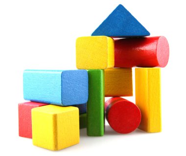 Wooden building blocks clipart