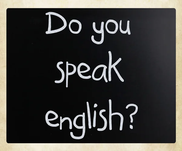 "sprichst du englisch "handgeschrieben mit weißer Kreide auf einer Tafel — Stockfoto