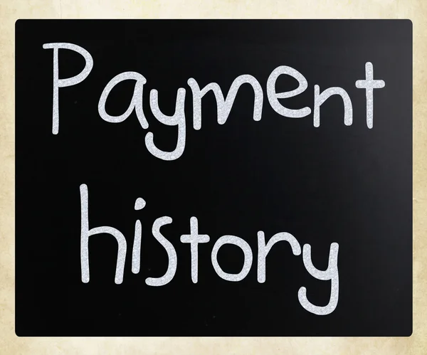 "Payment history" handwritten with white chalk on a blackboard — Stock Photo, Image