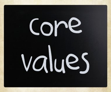Ethics concept - core values handwritten with white chalk on a b clipart