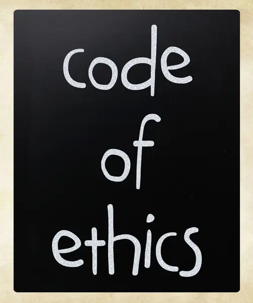 "Code of ethics "handgeschreven met wit krijt op een bord — Stockfoto