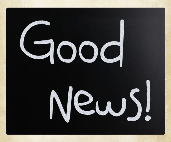 "Good News!" handwritten with white chalk on a blackboard — Stock Photo, Image