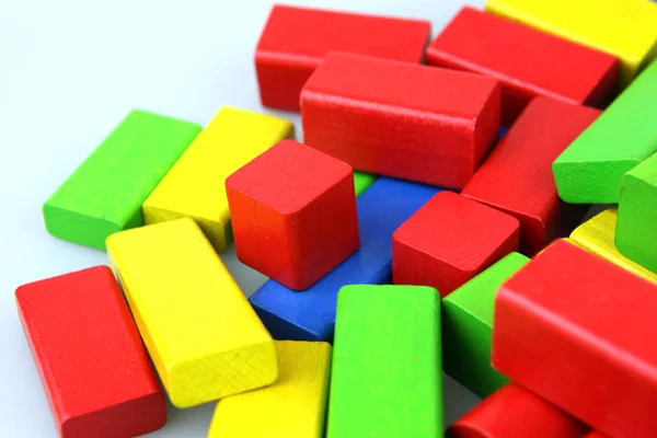 stock image Wooden building blocks on white background