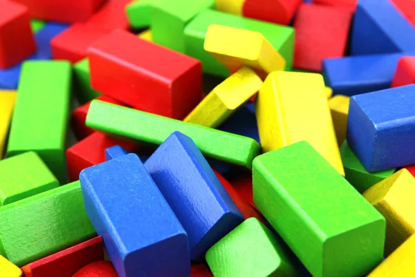 stock image Wooden building blocks on white background