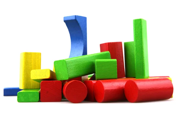 stock image Plastic building blocks on a white background