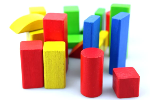 stock image Plastic building blocks on a white background