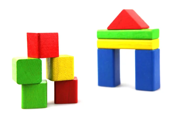 stock image Plastic building blocks on a white background